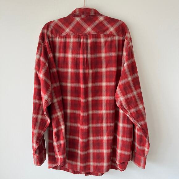 BLAKE SHELTON x LANDS END Red Plaid Flannel Mens 3XL Tall Western Rodeo Outdoors - Picture 2 of 8